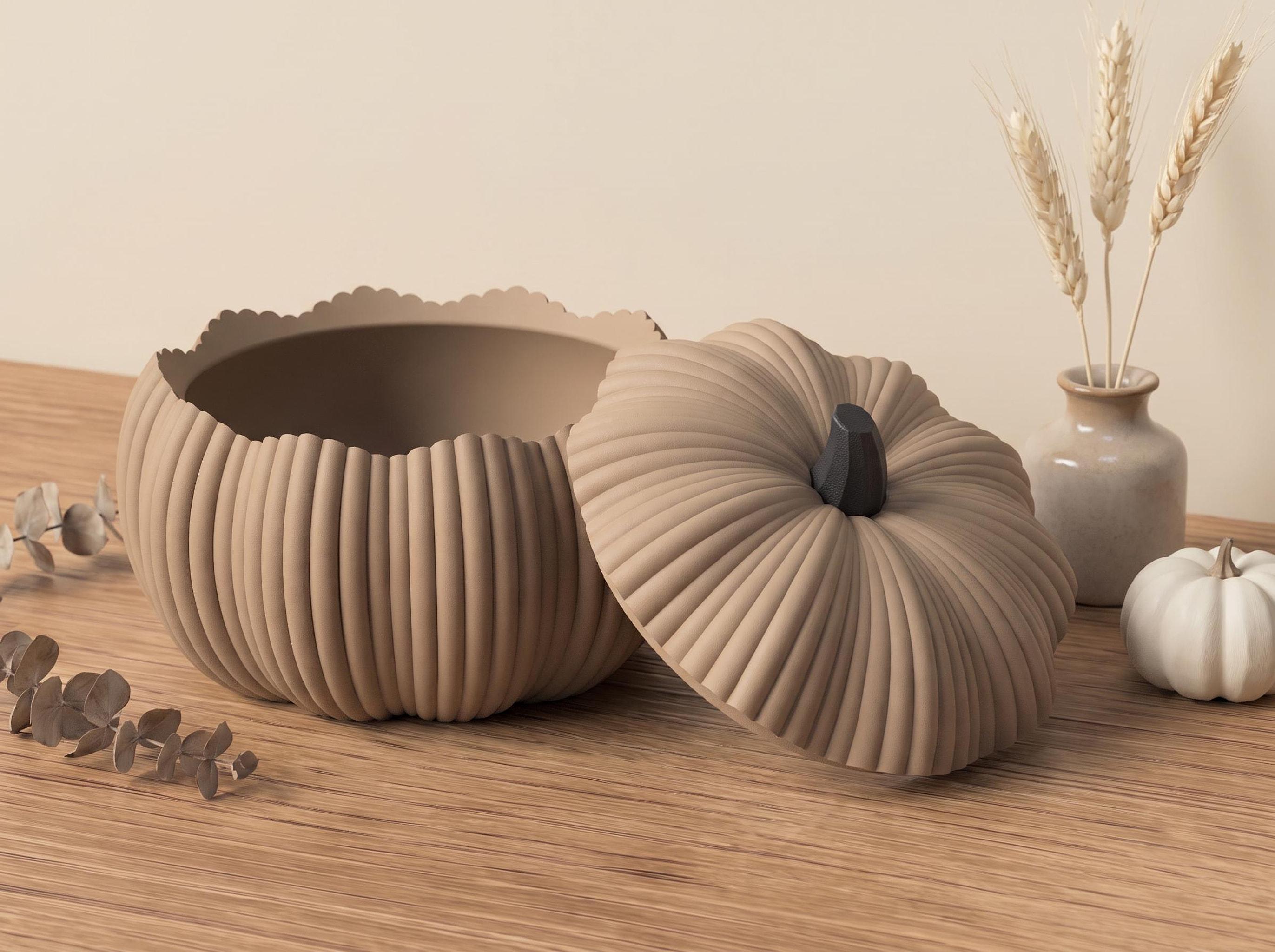 Ribbed Pumpkin Bowl with Lid, Modern Fall Decor, Pumpkin Candy Bowl, Autumn Home Decor, Decorative Storage Container – photo 18